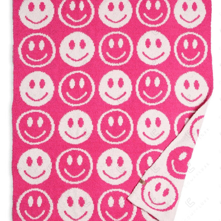 Kids Smiley Face Fleece Blanket – Ultra-Soft Microfiber Throw for Toddlers & Children Cozy & Colorful Bedding for Nursery, Playroom & Travel