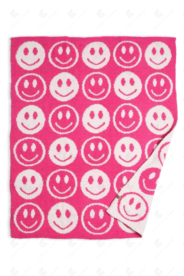 Kids Smiley Face Fleece Blanket – Ultra-Soft Microfiber Throw for Toddlers & Children Cozy & Colorful Bedding for Nursery, Playroom & Travel