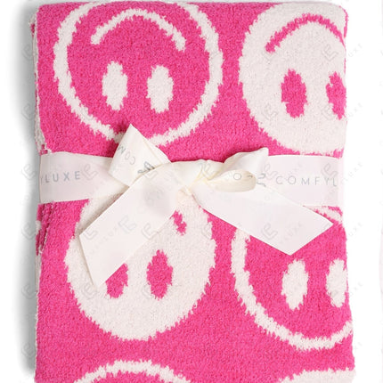 Kids Smiley Face Fleece Blanket – Ultra-Soft Microfiber Throw for Toddlers & Children Cozy & Colorful Bedding for Nursery, Playroom & Travel