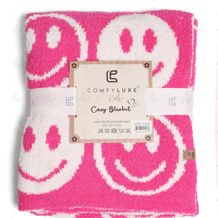 Kids Smiley Face Fleece Blanket – Ultra-Soft Microfiber Throw for Toddlers & Children Cozy & Colorful Bedding for Nursery, Playroom & Travel
