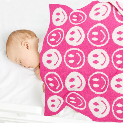 Kids Smiley Face Fleece Blanket – Ultra-Soft Microfiber Throw for Toddlers & Children Cozy & Colorful Bedding for Nursery, Playroom & Travel