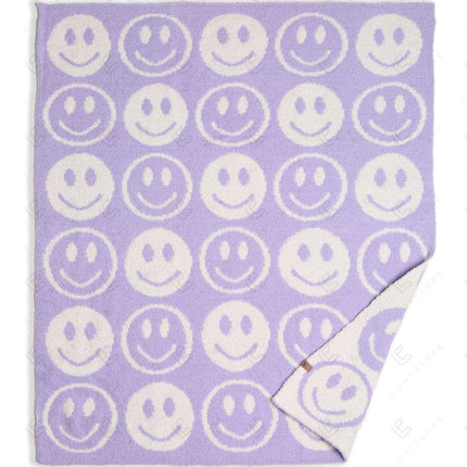 Kids Smiley Face Fleece Blanket – Ultra-Soft Microfiber Throw for Toddlers & Children Cozy & Colorful Bedding for Nursery, Playroom & Travel