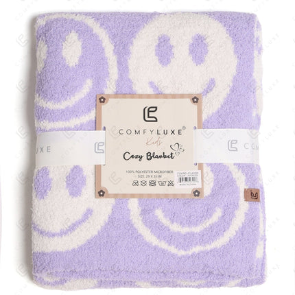 Kids Smiley Face Fleece Blanket – Ultra-Soft Microfiber Throw for Toddlers & Children Cozy & Colorful Bedding for Nursery, Playroom & Travel