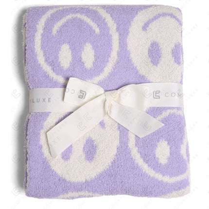 Kids Smiley Face Fleece Blanket – Ultra-Soft Microfiber Throw for Toddlers & Children Cozy & Colorful Bedding for Nursery, Playroom & Travel