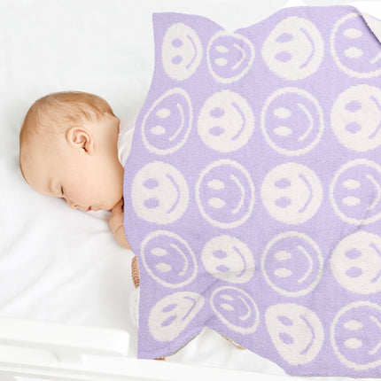 Kids Smiley Face Fleece Blanket – Ultra-Soft Microfiber Throw for Toddlers & Children Cozy & Colorful Bedding for Nursery, Playroom & Travel