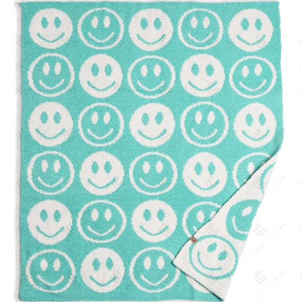 Kids Smiley Face Fleece Blanket – Ultra-Soft Microfiber Throw for Toddlers & Children Cozy & Colorful Bedding for Nursery, Playroom & Travel
