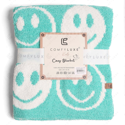 Kids Smiley Face Fleece Blanket – Ultra-Soft Microfiber Throw for Toddlers & Children Cozy & Colorful Bedding for Nursery, Playroom & Travel