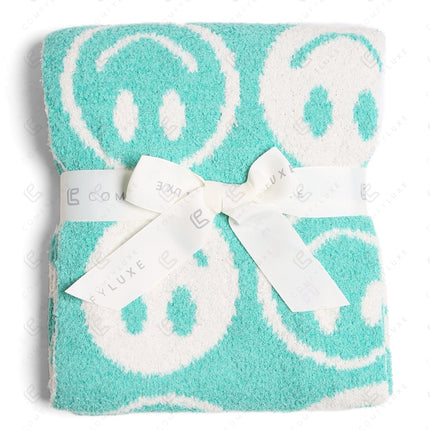 Kids Smiley Face Fleece Blanket – Ultra-Soft Microfiber Throw for Toddlers & Children Cozy & Colorful Bedding for Nursery, Playroom & Travel