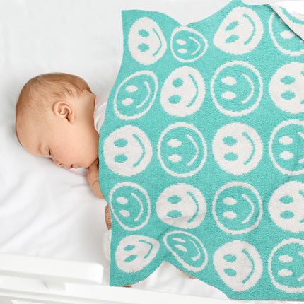 Kids Smiley Face Fleece Blanket – Ultra-Soft Microfiber Throw for Toddlers & Children Cozy & Colorful Bedding for Nursery, Playroom & Travel