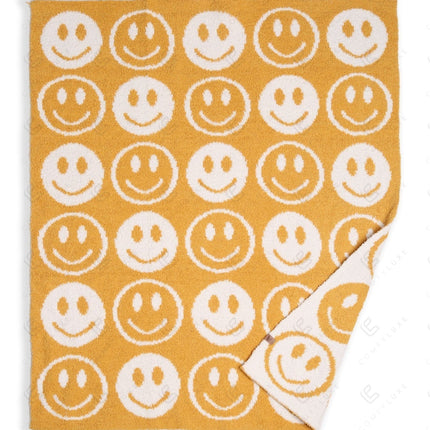 Kids Smiley Face Fleece Blanket – Ultra-Soft Microfiber Throw for Toddlers & Children Cozy & Colorful Bedding for Nursery, Playroom & Travel