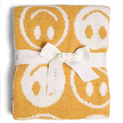 Kids Smiley Face Fleece Blanket – Ultra-Soft Microfiber Throw for Toddlers & Children Cozy & Colorful Bedding for Nursery, Playroom & Travel