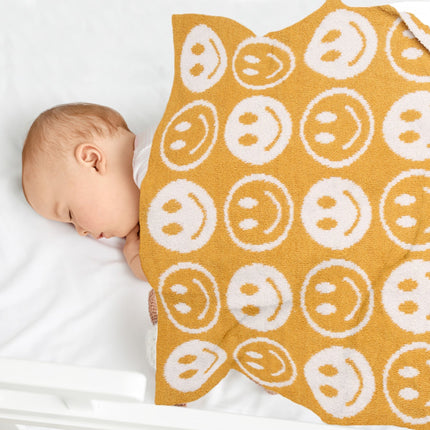 Kids Smiley Face Fleece Blanket – Ultra-Soft Microfiber Throw for Toddlers & Children Cozy & Colorful Bedding for Nursery, Playroom & Travel