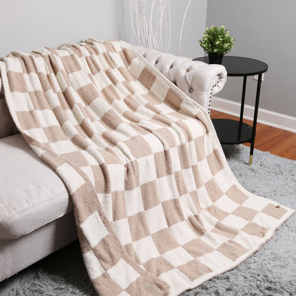 Luxurious Checkered Fleece Throw Blanket – Soft Plaid Microfiber, Machine Washable