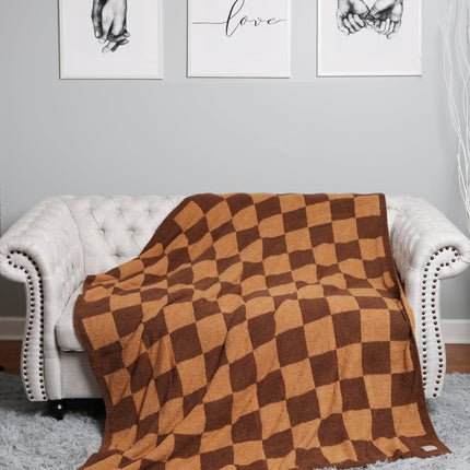 Luxurious Checkered Fleece Throw Blanket – Soft Plaid Microfiber, Machine Washable
