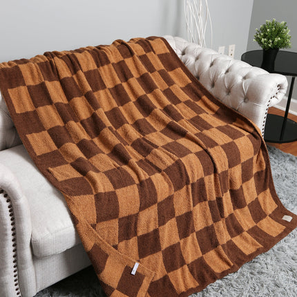 Luxurious Checkered Fleece Throw Blanket – Soft Plaid Microfiber, Machine Washable