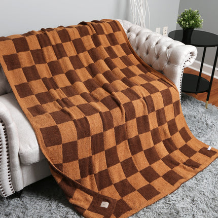 Luxurious Checkered Fleece Throw Blanket – Soft Plaid Microfiber, Machine Washable
