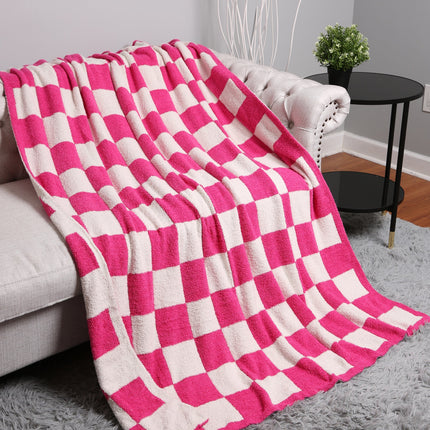 Luxurious Checkered Fleece Throw Blanket – Soft Plaid Microfiber, Machine Washable