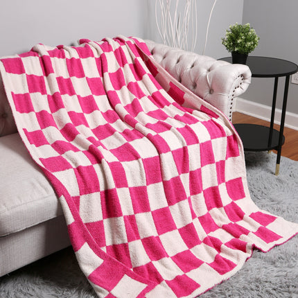 Luxurious Checkered Fleece Throw Blanket – Soft Plaid Microfiber, Machine Washable