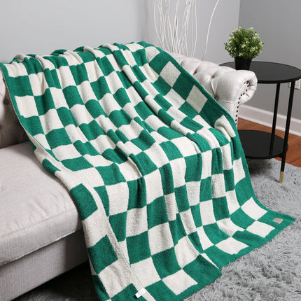Luxurious Checkered Fleece Throw Blanket – Soft Plaid Microfiber, Machine Washable