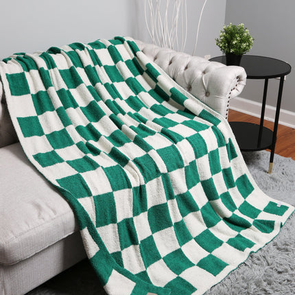 Luxurious Checkered Fleece Throw Blanket – Soft Plaid Microfiber, Machine Washable