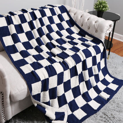 Luxurious Checkered Fleece Throw Blanket – Soft Plaid Microfiber, Machine Washable