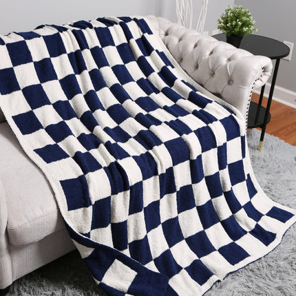 Luxurious Checkered Fleece Throw Blanket – Soft Plaid Microfiber, Machine Washable