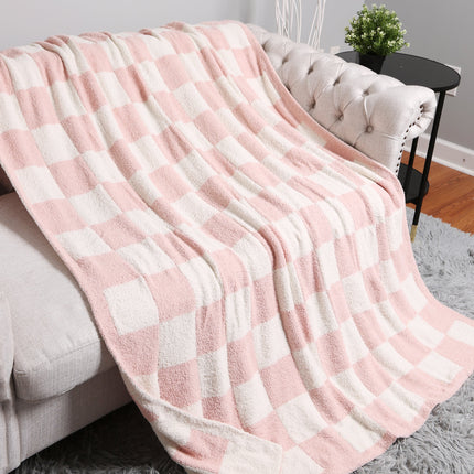 Luxurious Checkered Fleece Throw Blanket – Soft Plaid Microfiber, Machine Washable
