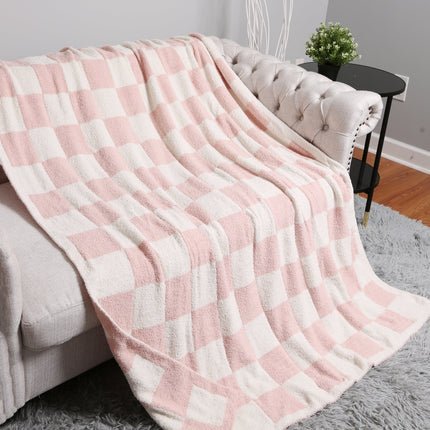 Luxurious Checkered Fleece Throw Blanket – Soft Plaid Microfiber, Machine Washable