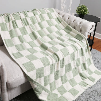 Luxurious Checkered Fleece Throw Blanket – Soft Plaid Microfiber, Machine Washable