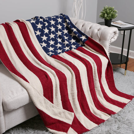 Patriotic American Flag Fleece Throw Blanket