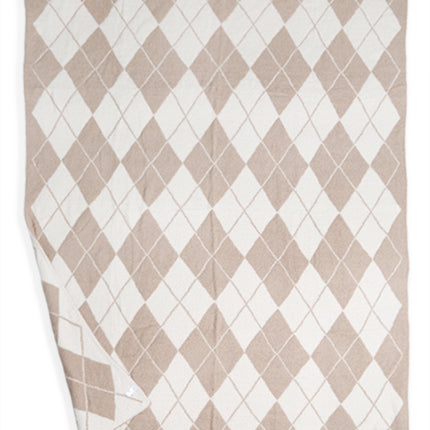 Luxe Argyle Plaid Throw Blanket – Ultra-Soft Microfiber Home Decor Accent (50” x 60”) – Beige, Black, Blue, Gray, Pink/Green, Red