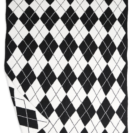 Luxe Argyle Plaid Throw Blanket – Ultra-Soft Microfiber Home Decor Accent (50” x 60”) – Beige, Black, Blue, Gray, Pink/Green, Red