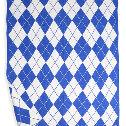 Luxe Argyle Plaid Throw Blanket – Ultra-Soft Microfiber Home Decor Accent (50” x 60”) – Beige, Black, Blue, Gray, Pink/Green, Red