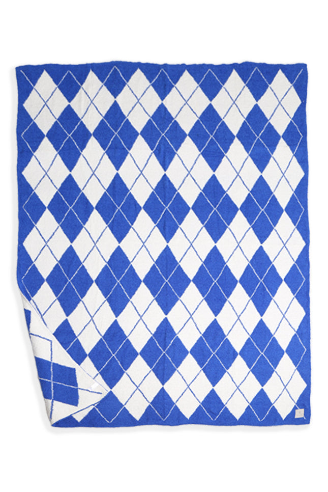 Luxe Argyle Plaid Throw Blanket – Ultra-Soft Microfiber Home Decor Accent (50” x 60”) – Beige, Black, Blue, Gray, Pink/Green, Red