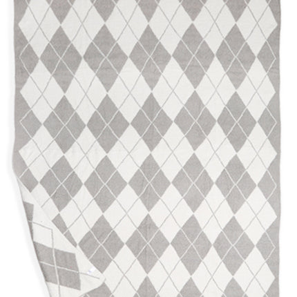 Luxe Argyle Plaid Throw Blanket – Ultra-Soft Microfiber Home Decor Accent (50” x 60”) – Beige, Black, Blue, Gray, Pink/Green, Red