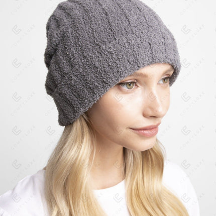 Cozy Grey Knit Beanie Hat – Slouchy Winter Beanie Unisex Warm Knit Cap
