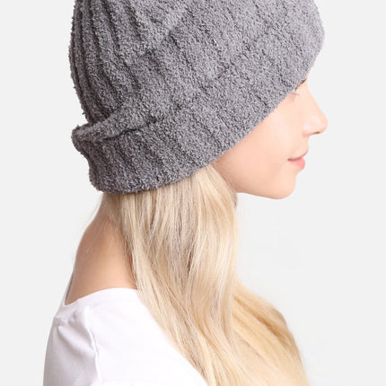 Cozy Grey Knit Beanie Hat – Slouchy Winter Beanie Unisex Warm Knit Cap