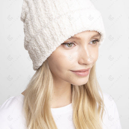 Cozy Grey Knit Beanie Hat – Slouchy Winter Beanie Unisex Warm Knit Cap
