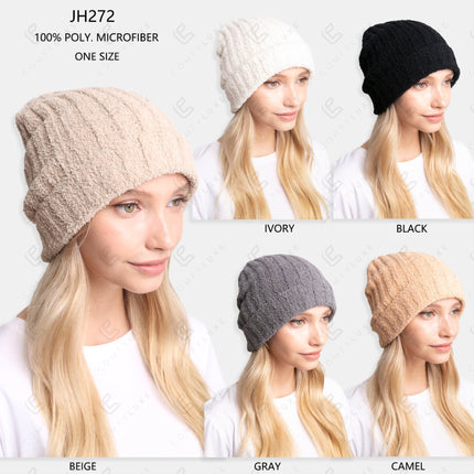 Cozy Grey Knit Beanie Hat – Slouchy Winter Beanie Unisex Warm Knit Cap