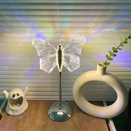 Crystal Wings Butterfly Table Lamp 13.8" x 9.8" – Elegant Crystal Light for Living Room or Bedroom Décor