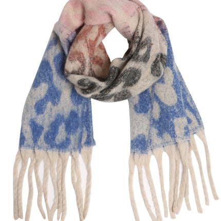 Leopard Print Scarf with Ombre Gradient & Fringed Tassels – Oversized Acrylic Shawl for Women