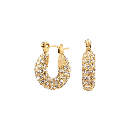 Gold Crystal Hoop Earrings – Luxury Sparkling Strass Hoops in Two Sizes for Women