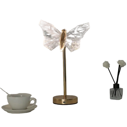 Crystal Wings Butterfly Table Lamp 13.8" x 9.8" – Elegant Crystal Light for Living Room or Bedroom Décor