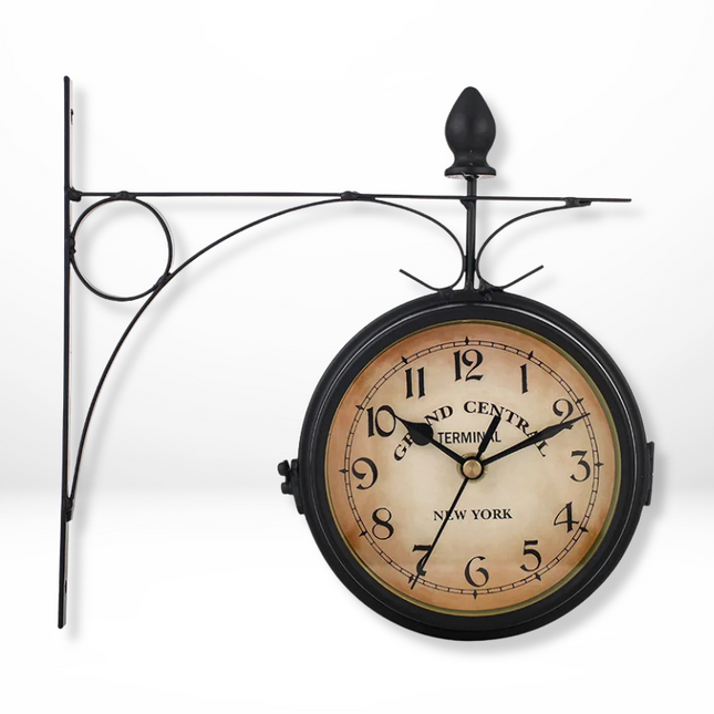 Vintage Double-Sided Metal Wall Clock 12" – Classic Retro Wall Decor for Living Room, Entryway & Café
