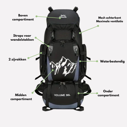90L Waterproof Hiking & Camping Backpack – Large Capacity Outdoor Trekking Rucksack