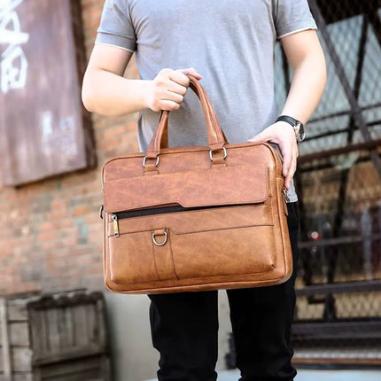 Brown Leather Laptop Bag – Stylish, Durable & Functional
