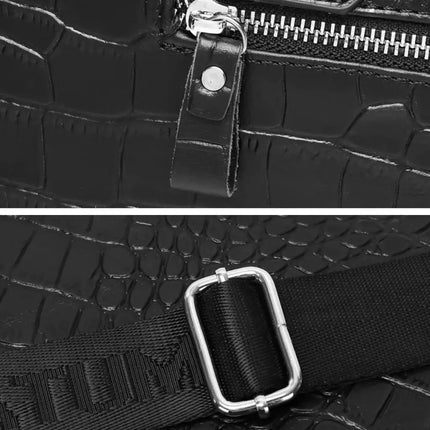 Genuine Leather Croco Laptop Bag for Women – 15.6" Business Briefcase with Detachable Shoulder Strap