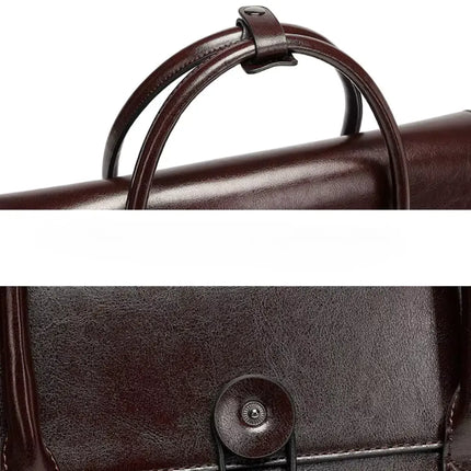 Dark Brown Leather Briefcase – Elegant & Spacious Work Bag