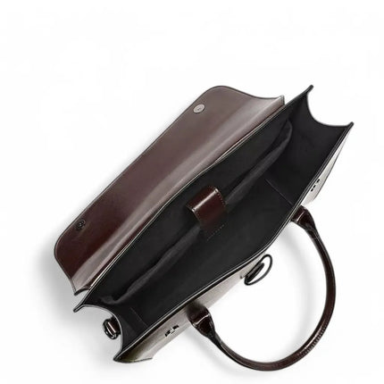 Dark Brown Leather Briefcase – Elegant & Spacious Work Bag