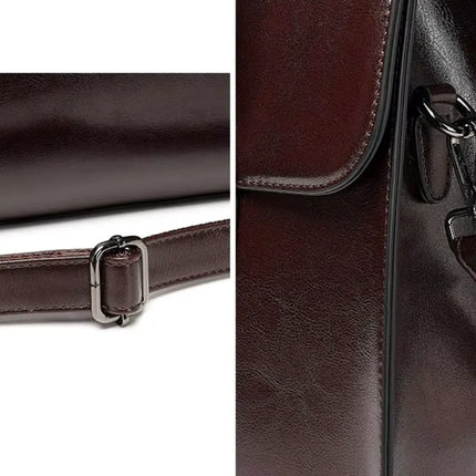 Dark Brown Leather Briefcase – Elegant & Spacious Work Bag